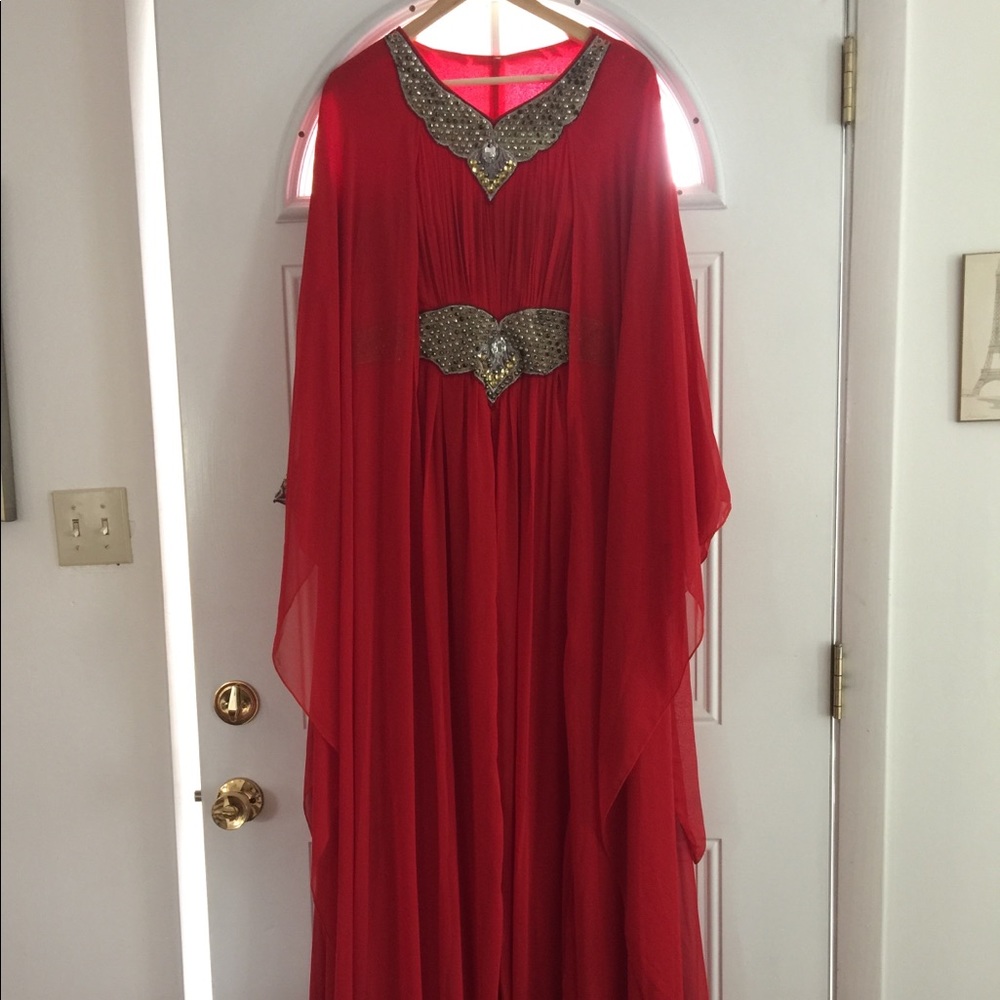 Modest red party dress